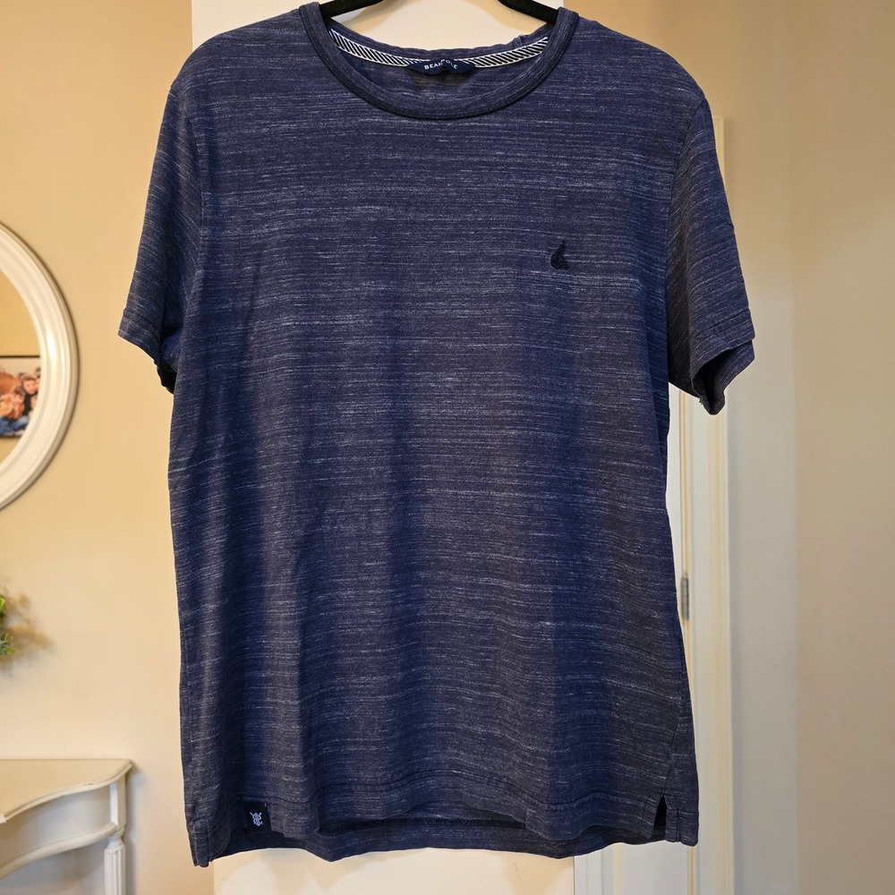 Beanpole Mens Navy Blue Linen Slub T-Shirt Embroidered Logo BC6242C01R Size 105